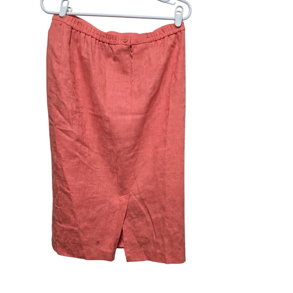 Plaza South Coral Linen Blend Pencil Skirt Size 12 Career Office